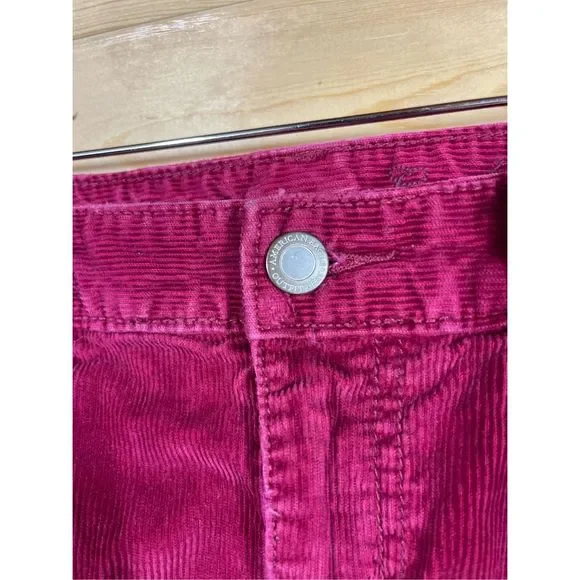 American Eagle Outfitters Women's 100 % Cotton Magenta Pink Corduroy Distressed - Picture 4 of 12